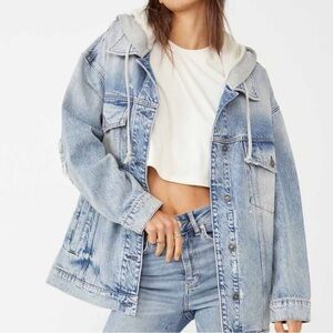 Free People Flawless Denim Hooded Jean Jacket